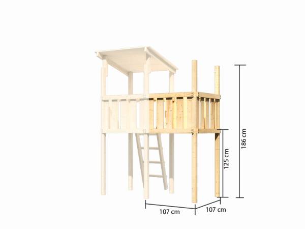 Akubi Spielturm Anna + Rutsche grün + Doppelschaukelanbau Klettergerüst + Anbauplattform + Kletterwand