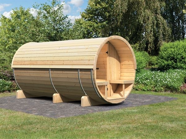 Karibu Fass - Sauna 4 42 mm ohne Ofen - Saunahaus Karibu Fass - Sauna 4 42 mm ohne Ofen - Saunahaus