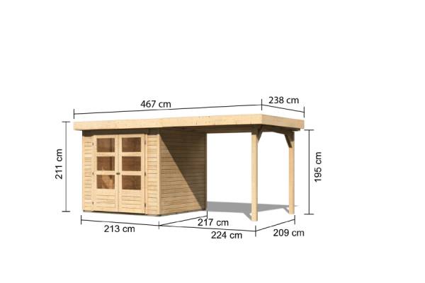 Karibu Woodfeeling Gartenhaus Askola 2 mit Anbaudach 2,25 Meter