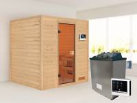 Karibu Sauna Anja inkl. 9 kW Ofen ext. Steuerung , mit klassischer Saunatür -ohne Dachkranz-