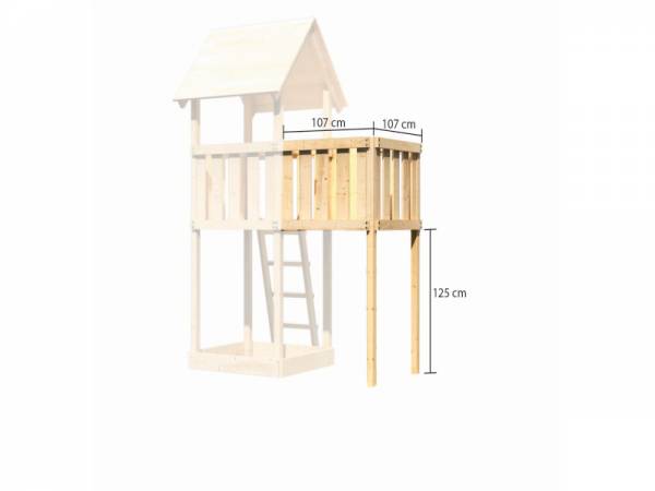 Akubi Spielturm Lotti Satteldach + Doppelschaukel + Anbauplattform + Kletterwand