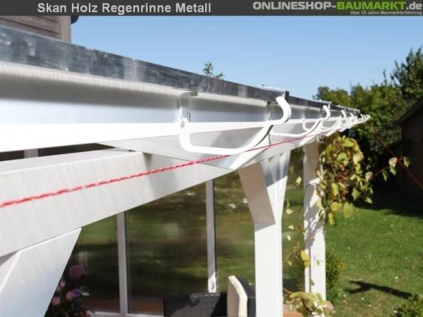 Skan Holz Metall-Regenrinne für Terrassenüberdachung bis 434 cm Breite, weiß