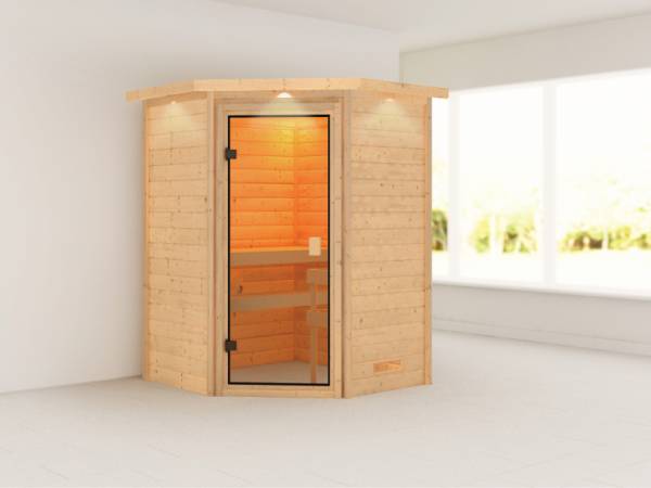 Alicja - Karibu Sauna Plug & Play ohne Ofen - mit Dachkranz - Alicja - Karibu Sauna Plug & Play ohne Ofen - mit Dachkranz -
