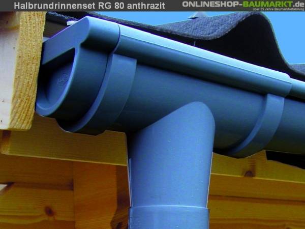 Dachrinnen Set RG 80 Ergänzungsset für Anbau anthrazit Dachrinnen Set RG 80 Ergänzungsset für Anbau anthrazit