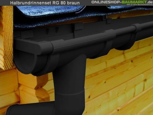 Dachrinnen Set RG 80 braun 400 x 500 cm Walmdach