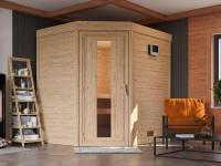 Karibu Sauna Maxin 38 mm inkl. 3,6 kW Ofen integr. Steuerung -ohne Dachkranz- energiesparende Saunatür-