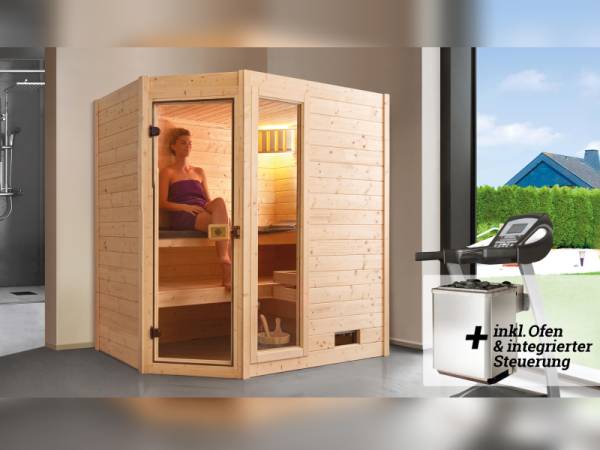 Weka Sauna Valida Gr.1 im Set mit 5,4 kW K Ofen intgr. Steuerung / Glastür und Fenster