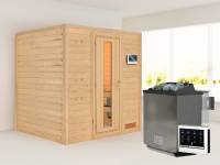 Karibu Sauna Anja inkl. 9 kW Bioofen ext. Steuerung, mit energiesparender Saunatür -ohne Dachkranz-