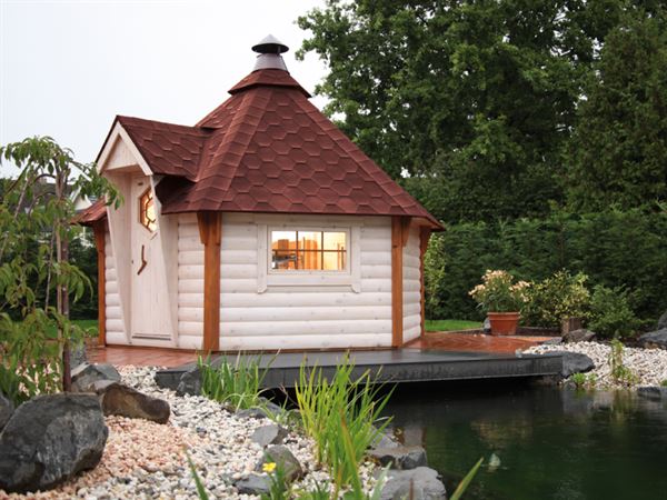 Wolff Finnhaus Grillkota 9 de luxe inkl. rote Dachschindeln und Grillanlage Wolff Finnhaus Grillkota 9 de luxe inkl. rote Dachschindeln und Grillanlage