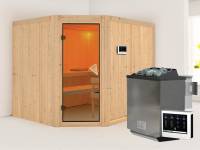 Malin - Karibu Sauna inkl. 9-kW-Bioofen - ohne Dachkranz -