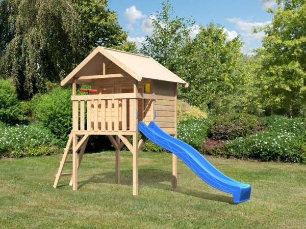 Akubi Spielhaus Leni mit Rutsche in blau und Spielset Akubi Spielhaus Leni mit Rutsche in blau und Spielset