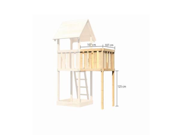 Akubi Spielturm Danny Satteldach + Einzelschaukel + Anbauplattform + Kletterwand