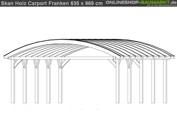 Skan Holz Carport Franken 635 x 969 cm Leimholz