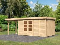 Karibu Woodfeeling Gartenhaus Retola 6 mit Anbauschrank und Anbaudach 2,40 Meter