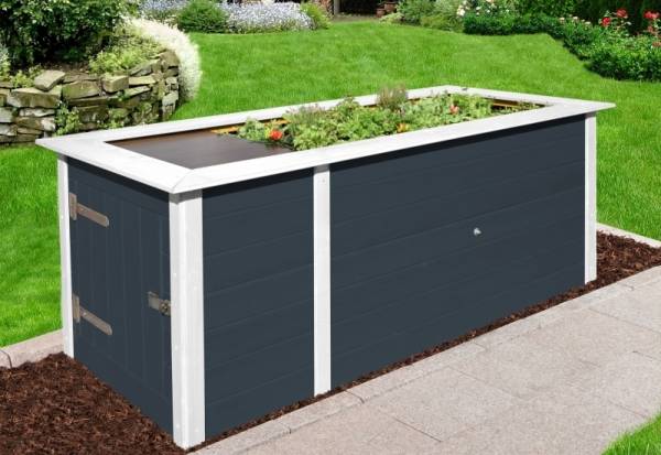 Weka Hochbeet 669 mit Ablagefläche und Abstellraum 205 x 79 cm anthrazit Weka Hochbeet 669 mit Ablagefläche und Abstellraum 205 x 79 cm anthrazit