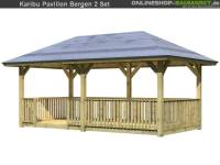 Karibu 4-Eck Pavillon Classic Bergen 2 mit Brüstung und Fußboden Set kdi