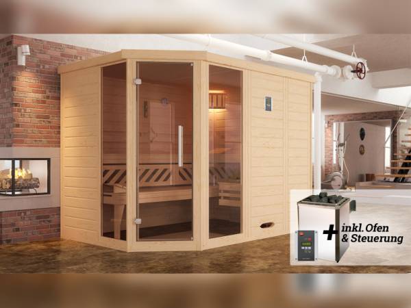 Weka Sauna Kemi Eck Gr. 3 inkl. 7,5 kW OS