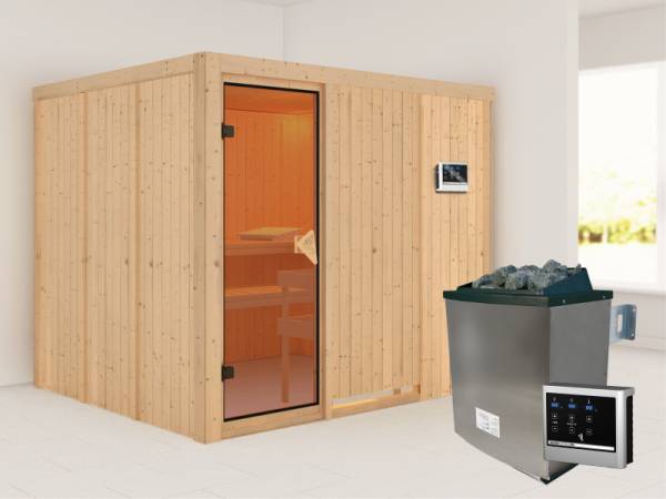 Gobin - Karibu Sauna inkl. 9-kW-Ofen - ohne Dachkranz -