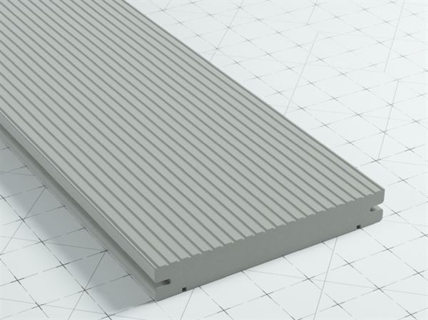 WPC Click Terrassendiele 5 Meter 18 x 137 mm Lichtgrau geriffelt