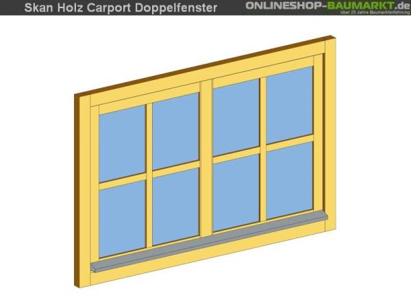 Skan Holz Doppelfenster für Carports, 129,4 x 82,5 cm