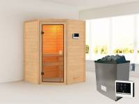 Karibu Sauna Antonia inkl. 9 kW Ofen ext. Steuerung mit klassischer Saunatür -ohne Dachkranz-