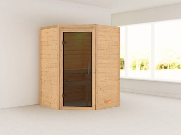 Karibu Sauna Franka 38 mm ohne Dachkranz- ohne Ofen- moderne Tür Karibu Sauna Franka 38 mm ohne Dachkranz- ohne Ofen- moderne Tür