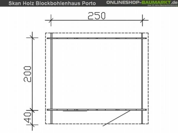 Skan Holz Blockbohlenhaus Porto Größe 1, 250 x 200 cm