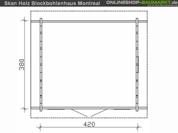Skan Holz Blockbohlenhaus Montreal 2 70plus, 420 x 380 cm