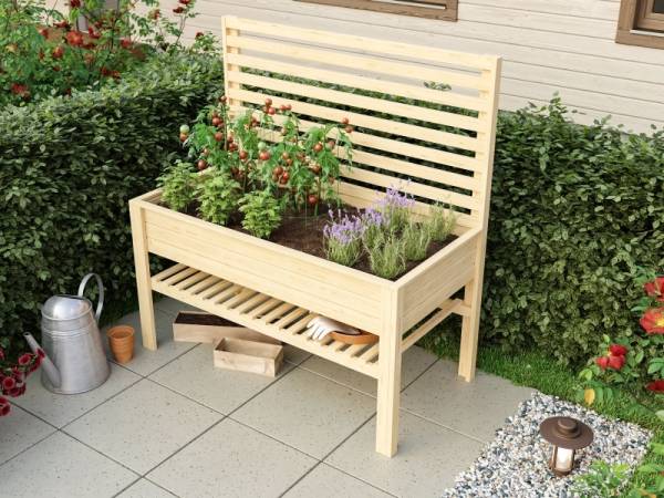Karibu Hochbeet auf Stelzen mit Spalier naturbelassen 19 mm Karibu Hochbeet auf Stelzen mit Spalier naturbelassen 19 mm