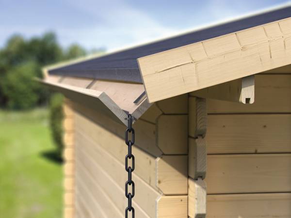 Karibu Woodfeeling Holzdachrinne mit Verlängerung für Flachdach bis 900 cm - Set 4