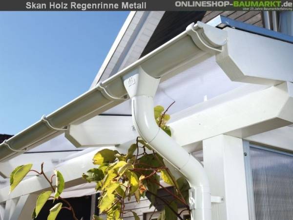 Skan Holz Metall-Regenrinne für Satteldach-Carport 648 cm, weiß