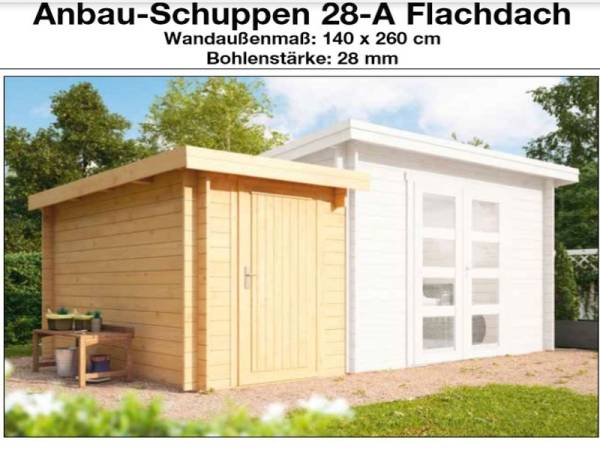 Wolff Finnhaus Anbauschuppen 28-A Flachdach naturbelassen