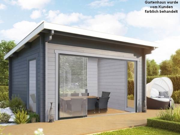 Wolff Finnhaus Gartenhaus Trondheim 70-F XL mit Schiebetür rechts