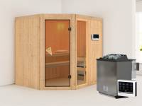 Fiona 2 - Karibu Sauna inkl. 9-kW-Bioofen - ohne Dachkranz -