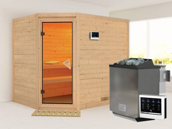 Tanami - Karibu Sauna inkl. 9-kW-Bioofen - ohne Dachkranz -