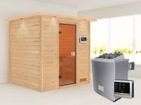 Karibu Sauna Anja - Classic Saunatür - 4,5 kW Ofen ext. Strg. - mit Dachkranz