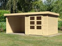 Karibu Woodfeeling Gartenhaus Askola 3,5 mit Anbaudach 2,75 Meter, Seiten- und Rückwand