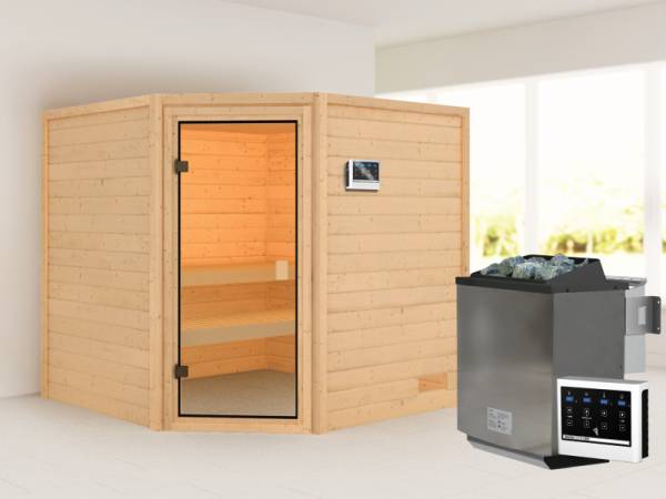 Karibu Sauna Tilda mit 4,5 kW BIO-Ofen ext. Strg.