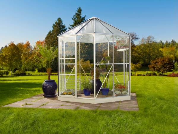 Vitavia Gewächshaus Hera 4500 ESG/HKP in weiß, inkl. Fundament