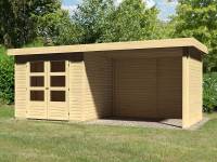 Karibu Woodfeeling Gartenhaus Askola 3 mit Anbaudach 2,75 Meter, Seiten- und Rückwand