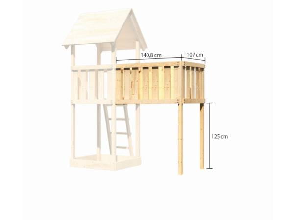 Akubi Spielturm Danny Satteldach + Doppelschaukel Klettergerüst + Anbauplattform XL