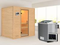 Karibu Sauna Sonja - Klarglas Saunatür - 4,5 kW BIO-Ofen ext. Strg. - ohne Dachkranz