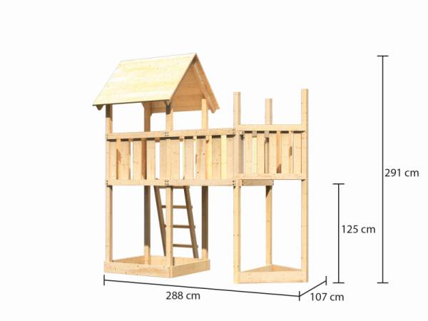 Akubi Spielturm Lotti Satteldach + Schiffsanbau oben + Anbauplattform