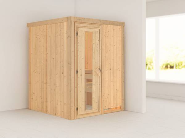 Minja - Karibu Sauna Plug & Play ohne Ofen - ohne Dachkranz - Energiespartür Minja - Karibu Sauna Plug & Play ohne Ofen - ohne Dachkranz - Energiespartür
