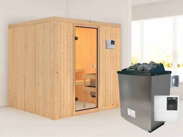 Karibu Aktionssauna Juist inkl. 9 kW Ofen ext. Strg Karibu Aktionssauna Juist inkl. 9 kW Ofen ext. Strg