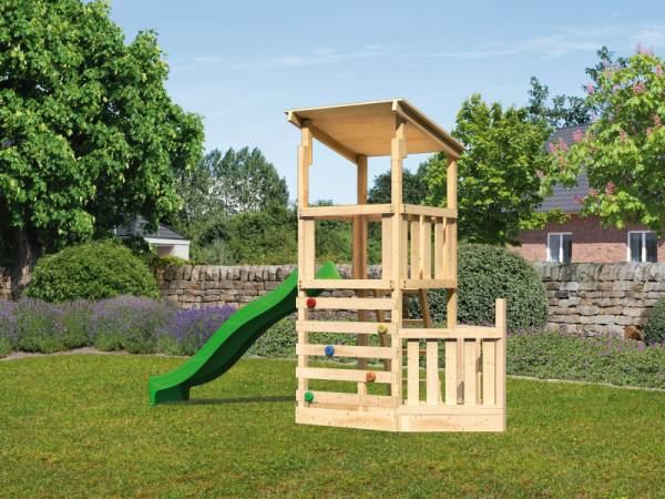 Akubi Spielturm Anna + Rutsche grün + Kletterwand + Schiffsanbau unten Akubi Spielturm Anna + Rutsche grün + Kletterwand + Schiffsanbau unten