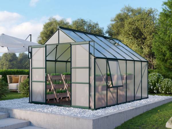 Vitavia Gewächshaus Meridian 2, 9900 HKP  6mm, smaragd, mit Doppelschiebetür