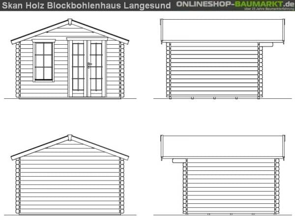 Skan Holz Blockbohlenhaus Langesund Größe 2, 340 x 300 cm