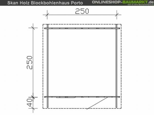 Skan Holz Blockbohlenhaus Porto Größe 2 250 x 250 cm