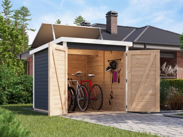 Karibu Fahrradgarage 3, terragrau, mit Solarpaket Karibu Fahrradgarage 3, terragrau, mit Solarpaket